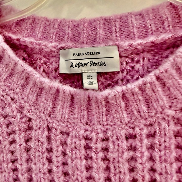 & Other Stories Paris Atelier Glitter Scallop Trim Vest Pink/Lilac Medium - Picture 4 of 10